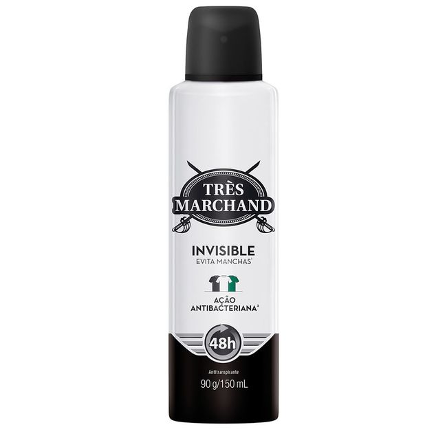 Desodorante-Invisible-Tres-Marchand-Aerossol-Antitranspirante-Masculino-150ml Desodorante-Invisible-Tres-Marchand-Aerossol-Antitranspirante-Masculino-150ml