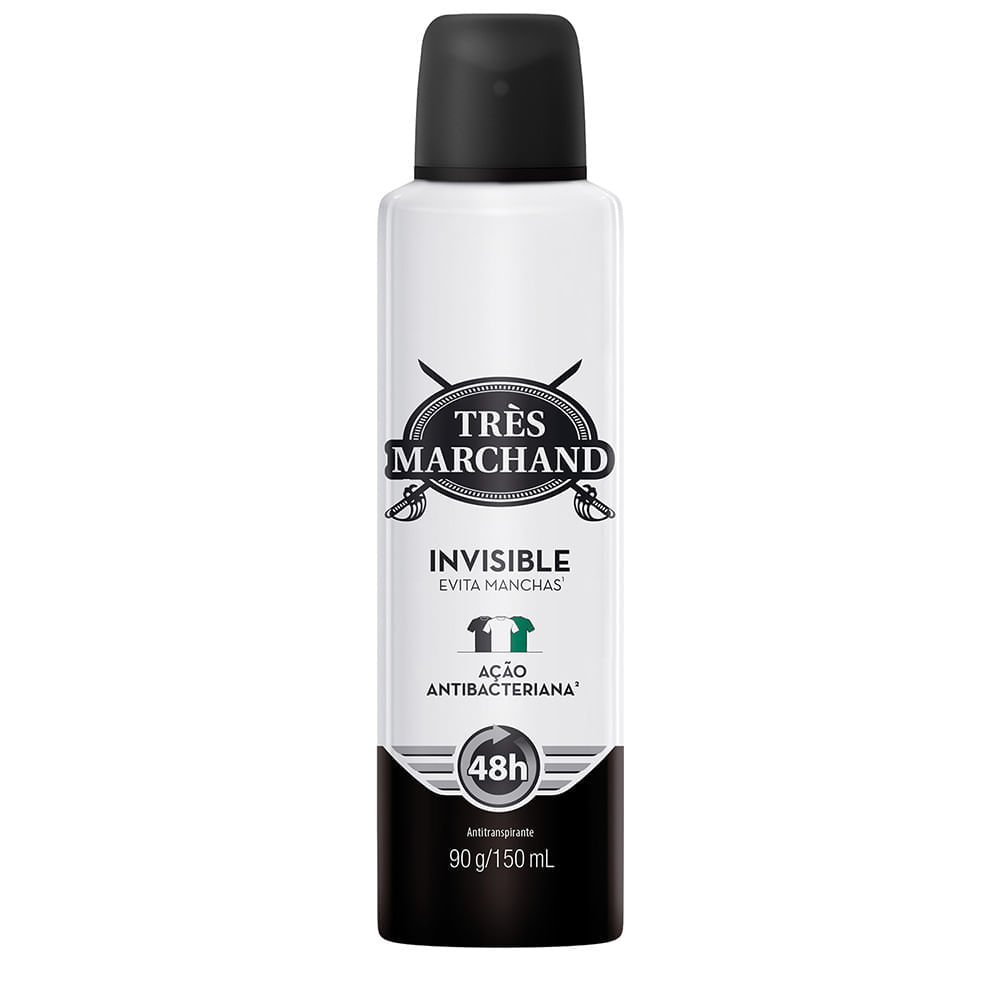 Desodorante Invisible Très Marchand Aerossol Antitranspirante Masculino 150ml Desodorante Invisible Très Marchand Aerossol Antitranspirante Masculino 150ml