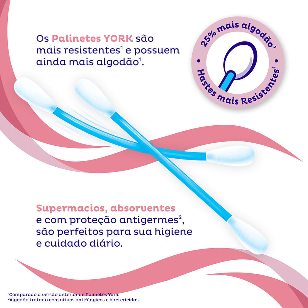 Haste Flexível de Algodão - Palinetes York 150 unidades