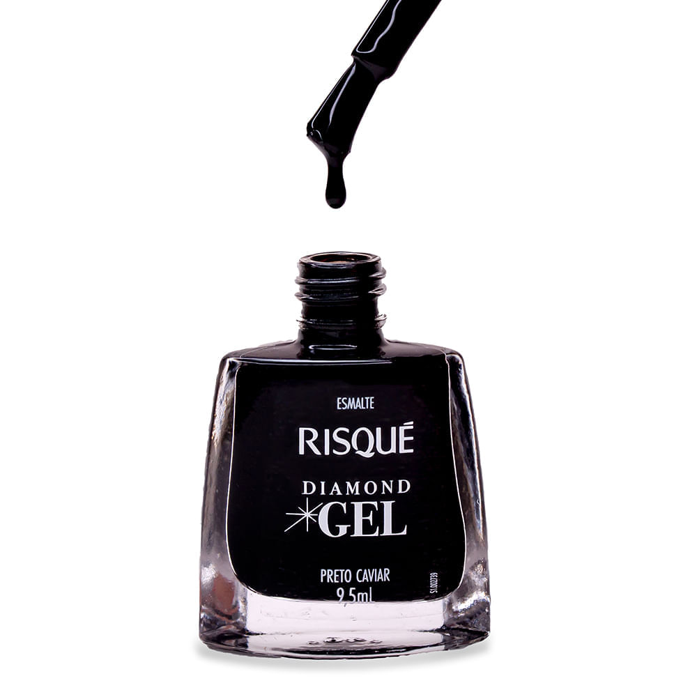 Esmalte Risqué Diamond Gel Preto Caviar Cremoso 9,5ml