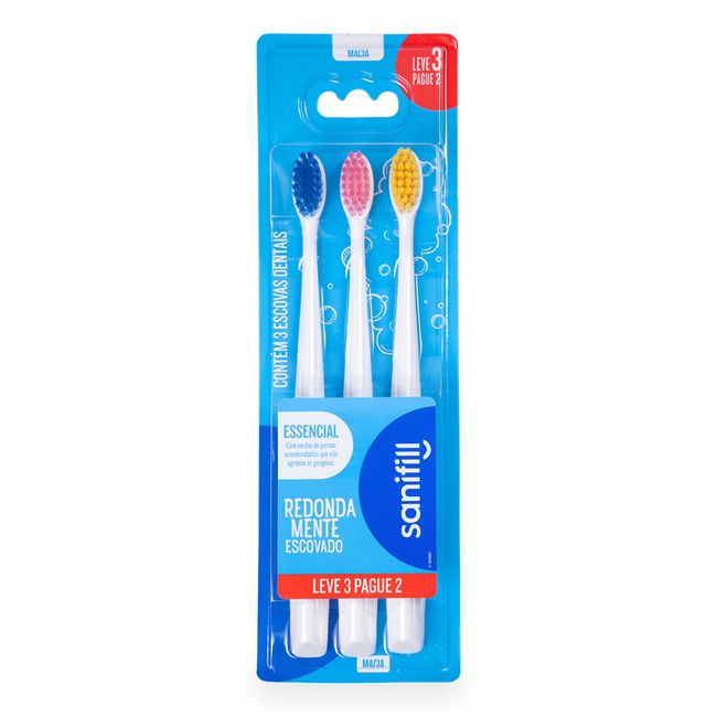 Escova-de-Dente-Sanifill-Essencial-Leve-3-pague-2---Cerdas-Macias---Cores-sortidas Escova-de-Dente-Sanifill-Essencial-Leve-3-pague-2---Cerdas-Macias---Cores-sortidas