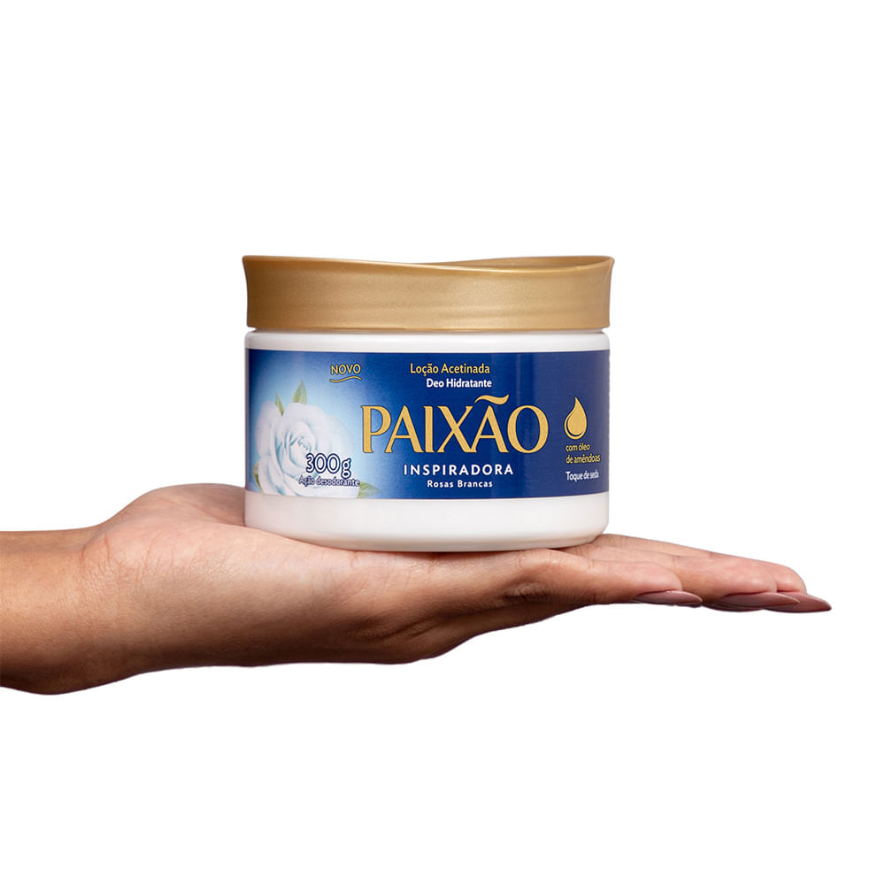 Loção Hidratante Acetinada Paixão Inspiradoras Rosas Brancas 300g com ação desodorante