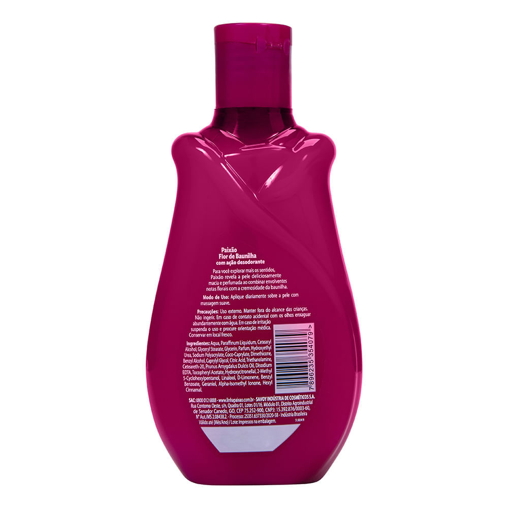 Loção Hidratante Paixão Flor de Baunilha com ação desodorante 200ml