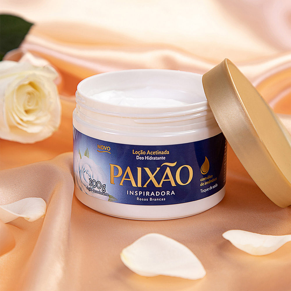 Loção Hidratante Acetinada Paixão Inspiradoras Rosas Brancas 300g com ação desodorante