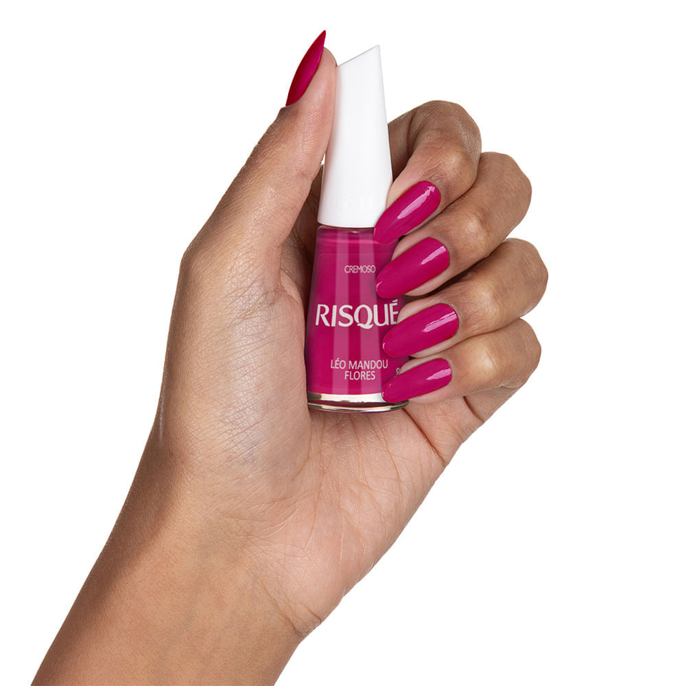 Esmalte Risqué Rosa Cremoso Léo Mandou Flores 8ml