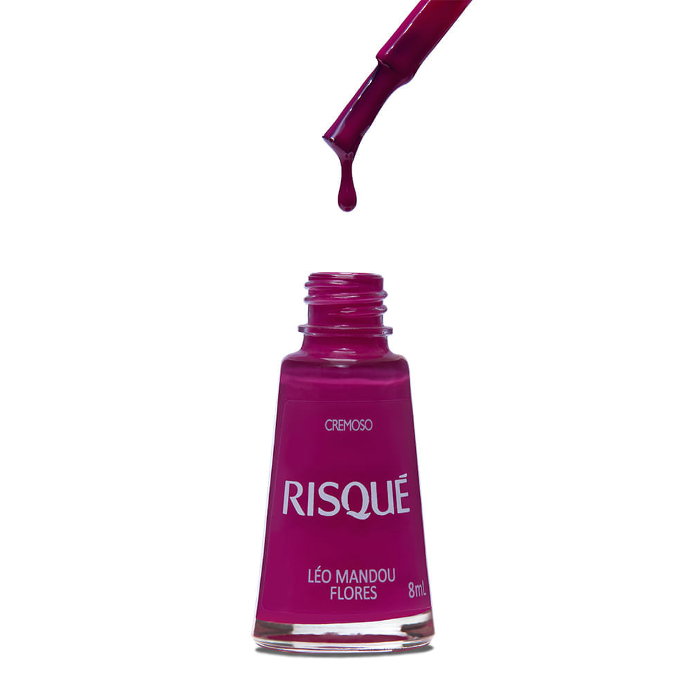 Esmalte Risqué Rosa Cremoso Léo Mandou Flores 8ml