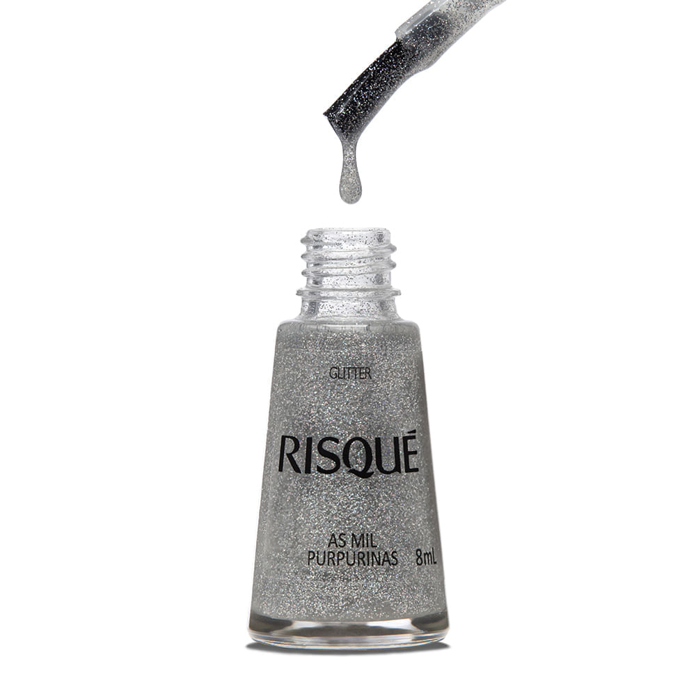 Esmalte Risqué Glitter Prata As Mil Purpurinas 8ml