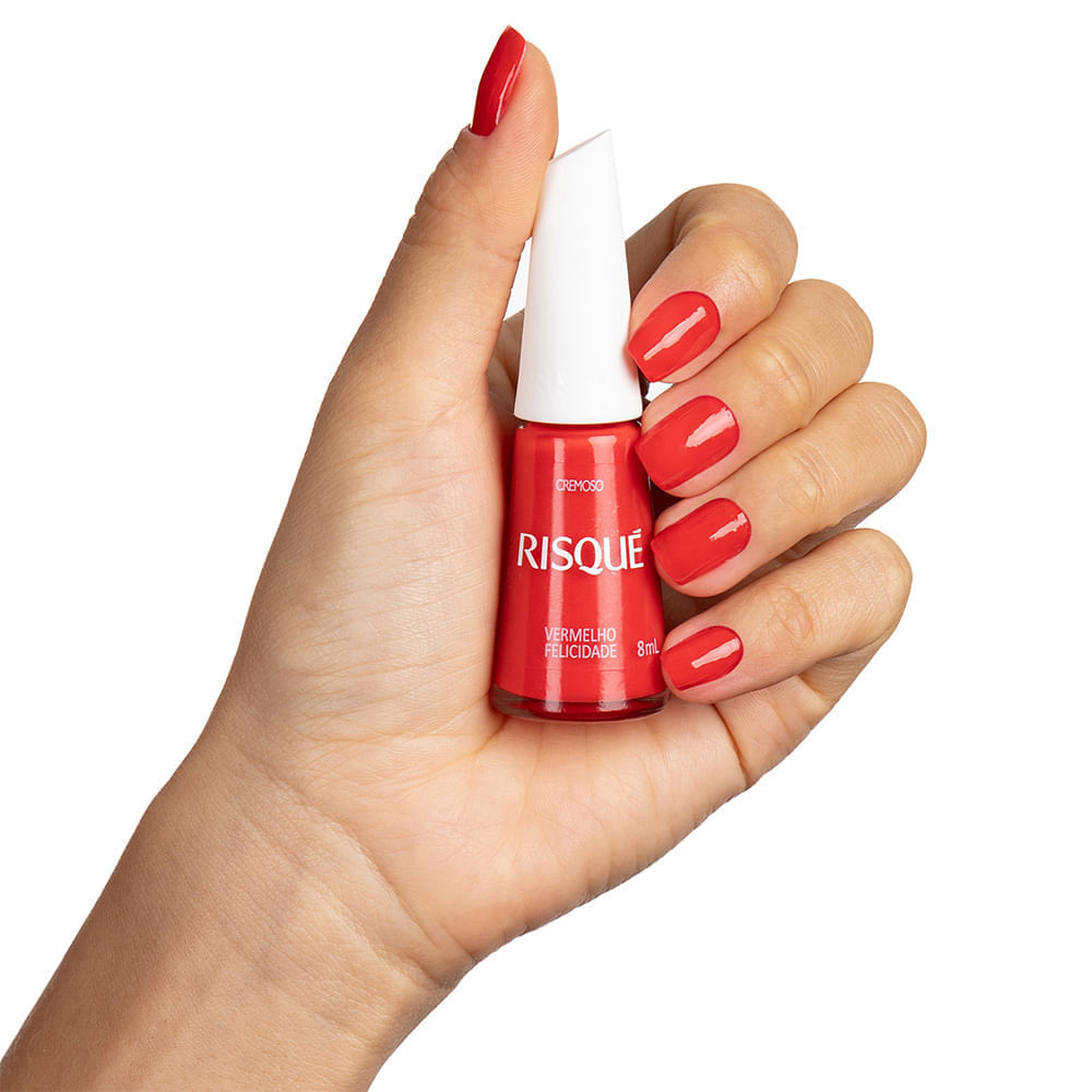 Esmalte Risqué Vermelho Cremoso Vermelho Felicidade 8ml