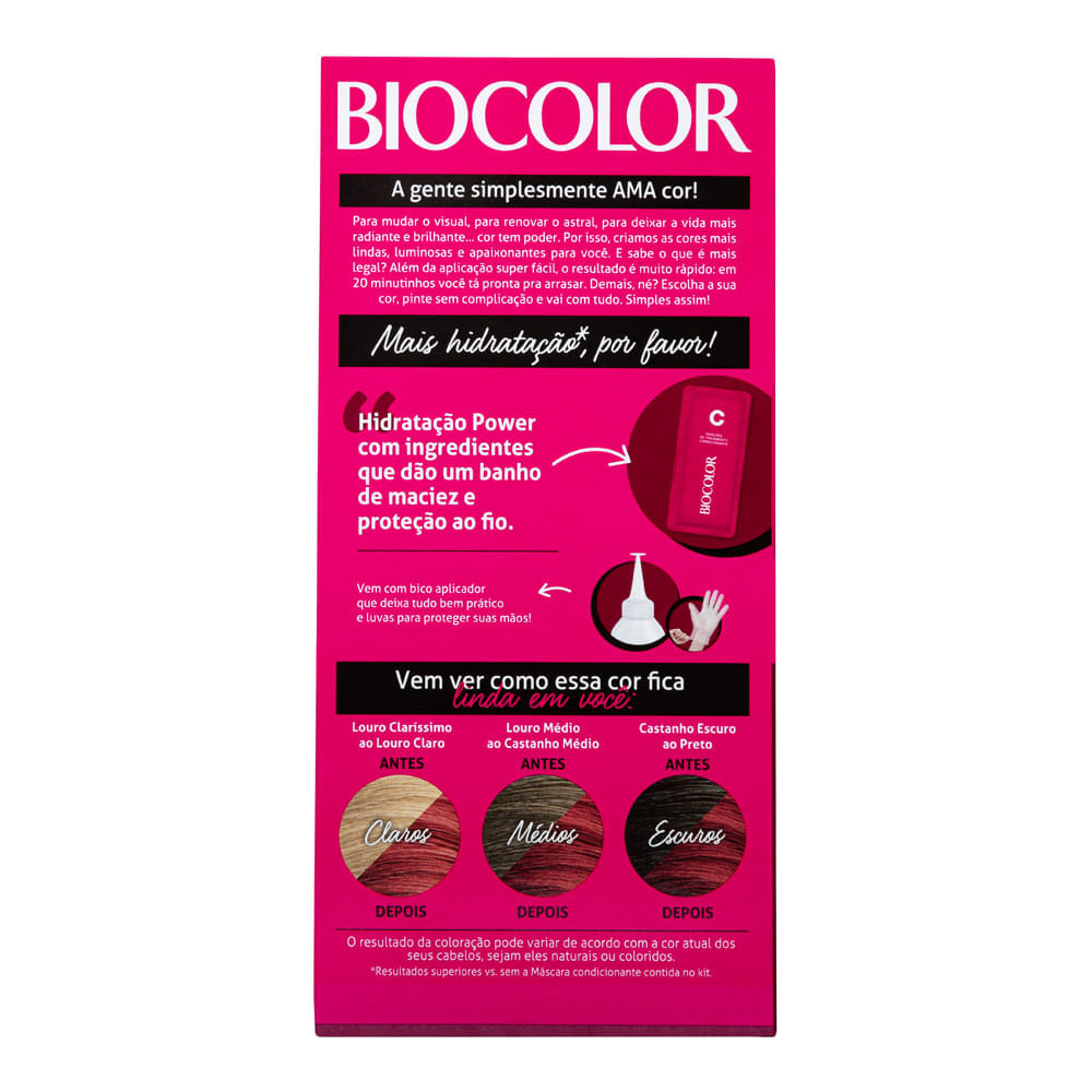 Tintura de Cabelo Biocolor Vermelho Intenso de Arrasar 6.66