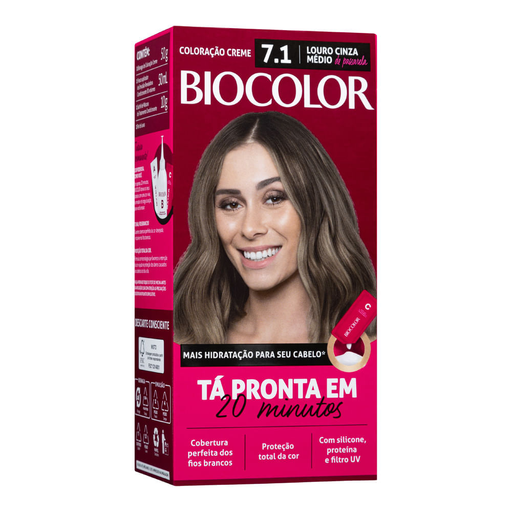 Tintura de Cabelo Biocolor Louro Cinza Médio de Passarela 7.1 Tintura de Cabelo Biocolor Louro Cinza Médio de Passarela 7.1