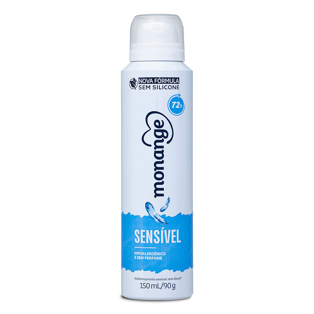 Desodorante Sem Perfume Aerossol Antitranspirante Monange Feminino Sensível 150ml