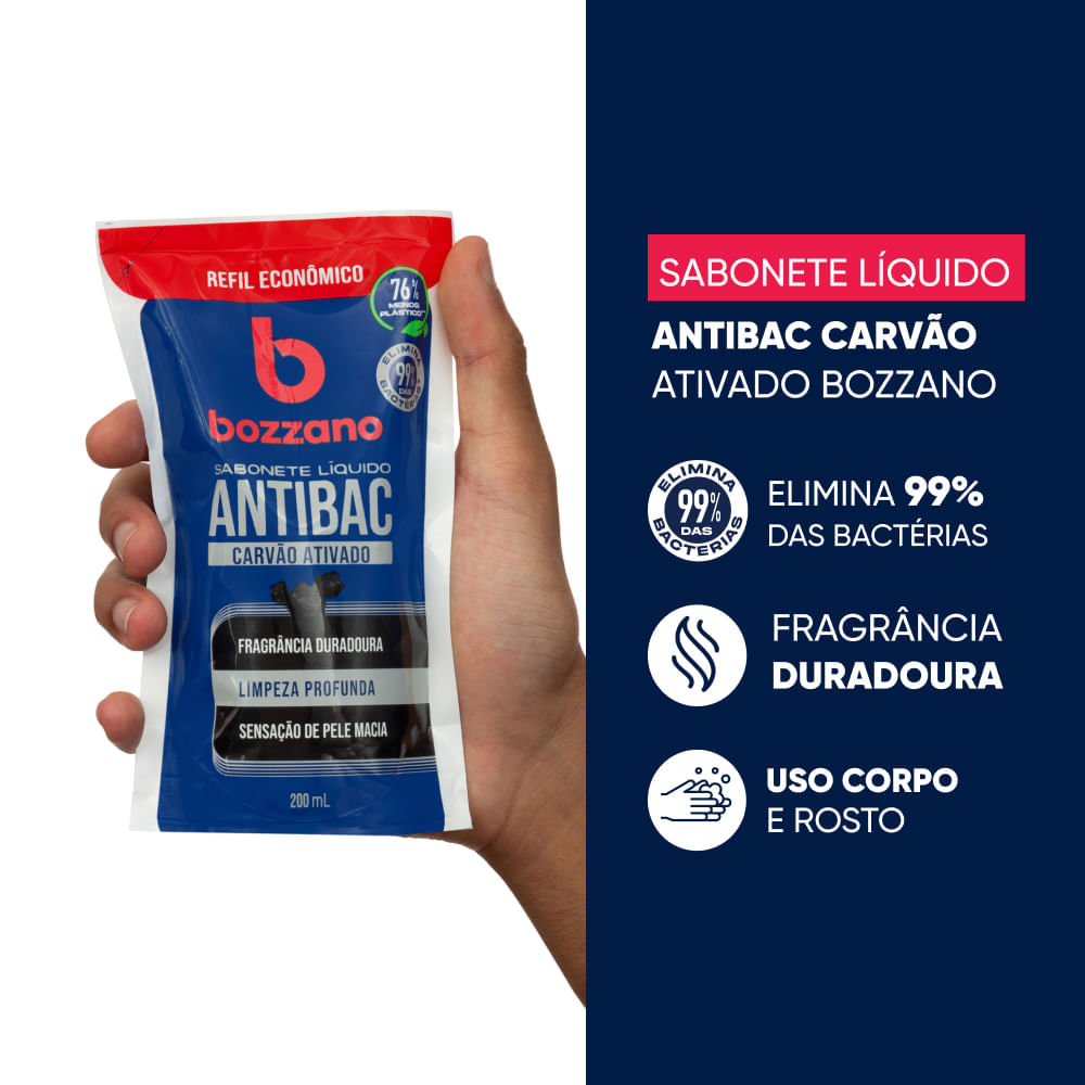 Sabonete Líquido Bozzano Antibac Carvão Ativado Refil 200ml