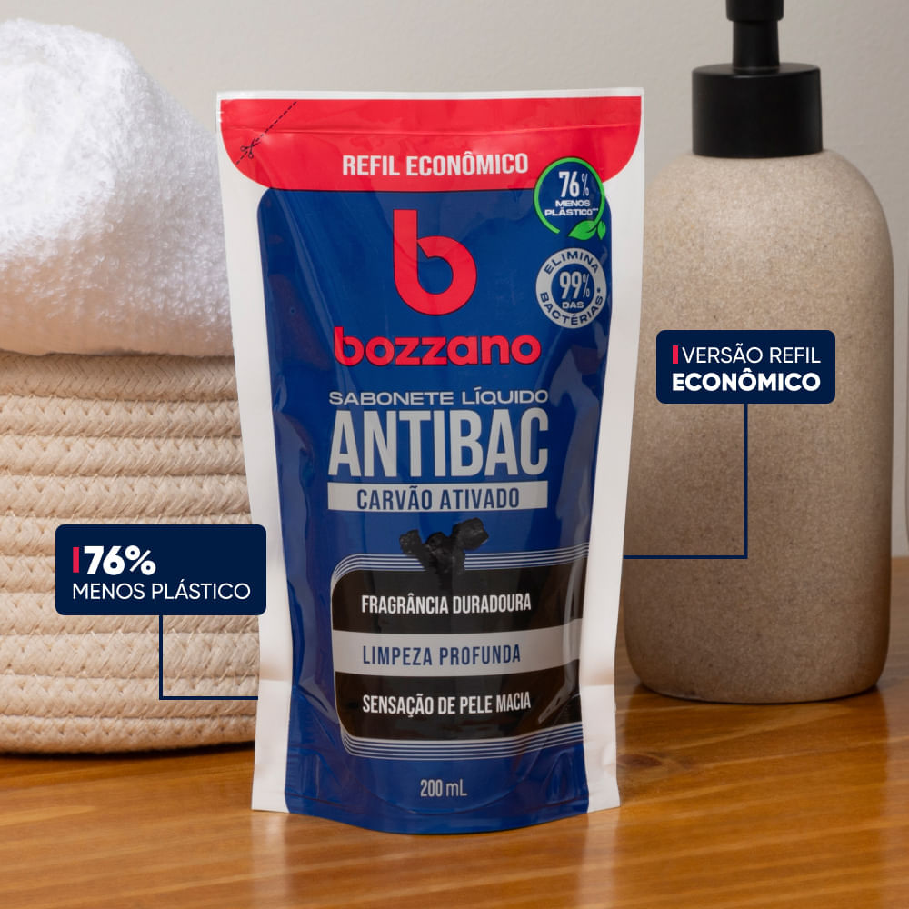 Sabonete Líquido Bozzano Antibac Carvão Ativado Refil 200ml