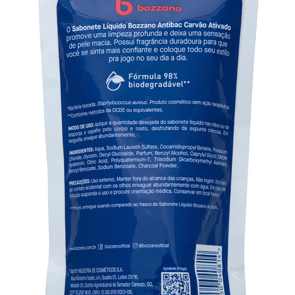 Sabonete Líquido Bozzano Antibac Carvão Ativado Refil 200ml