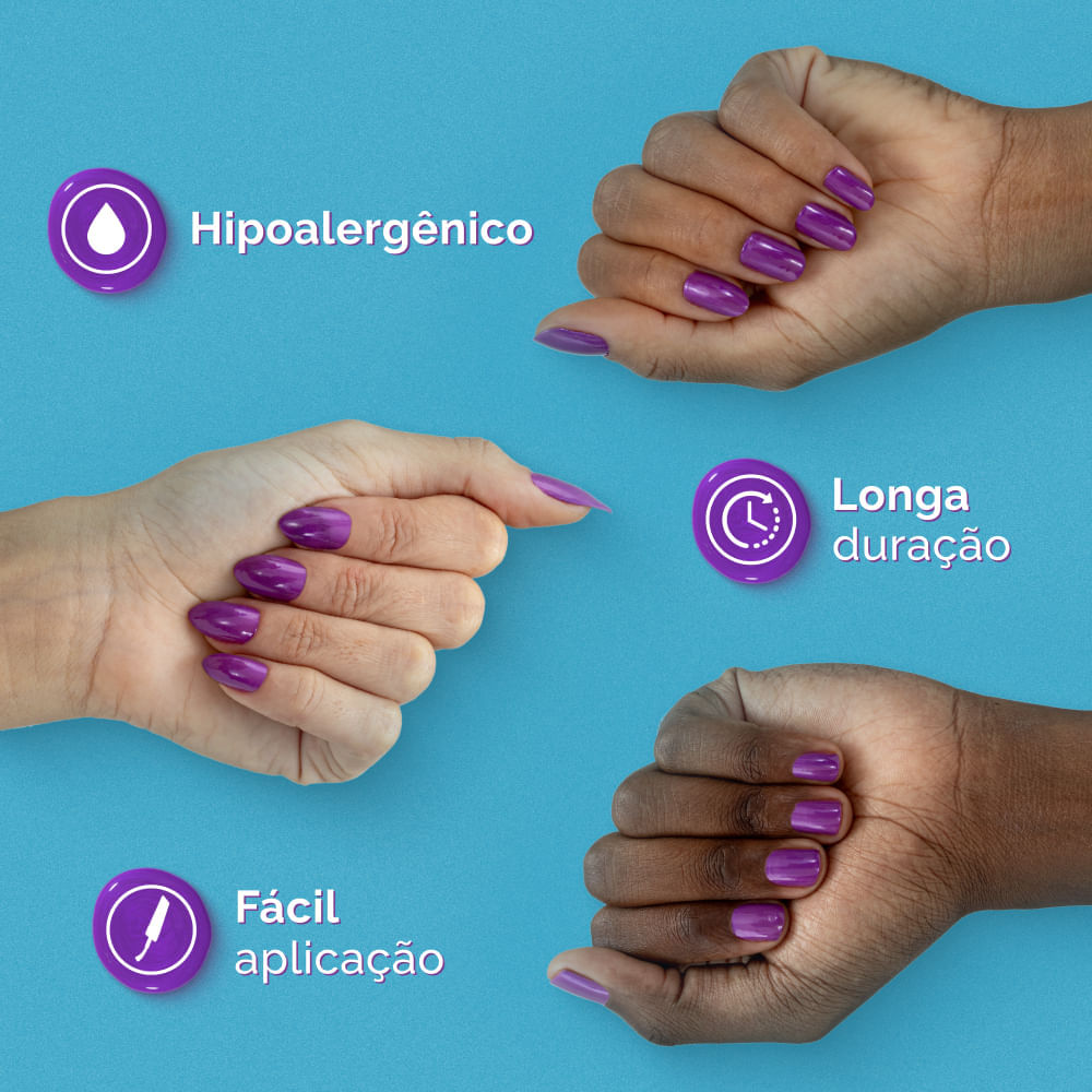 Esmalte Roxo Risqué & Doritos Roxo de Fome Metálico 8ml