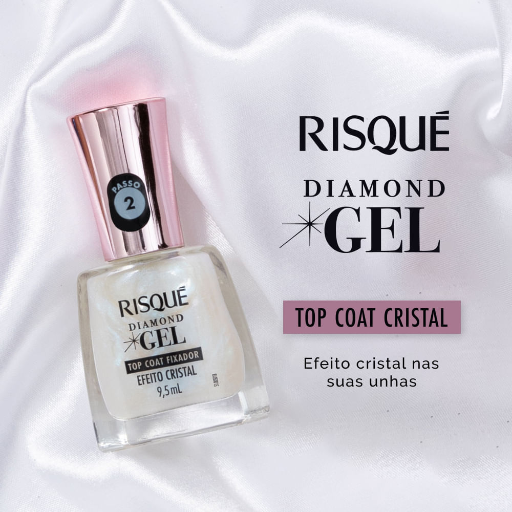 Top Coat Fixador Efeito Cristal Risqué Diamond Gel 9,5ml