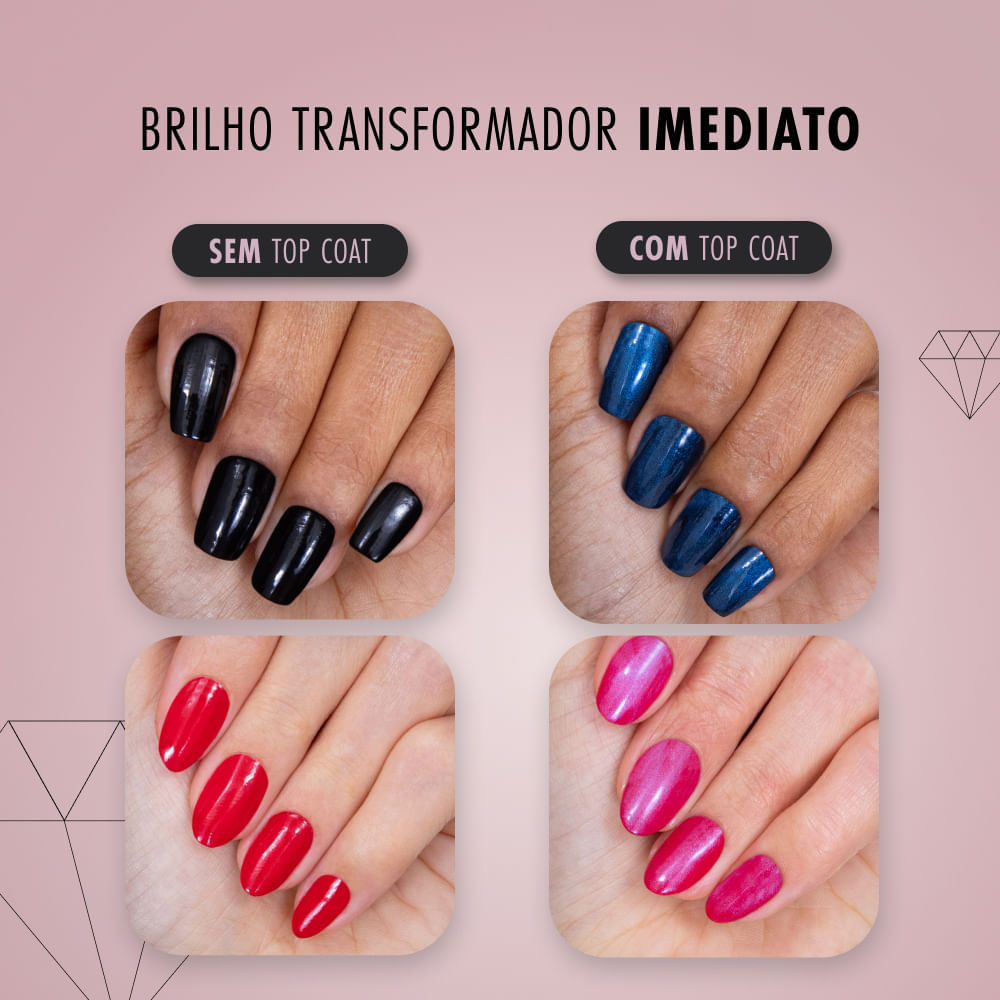 Top Coat Fixador Efeito Cristal Risqué Diamond Gel 9,5ml