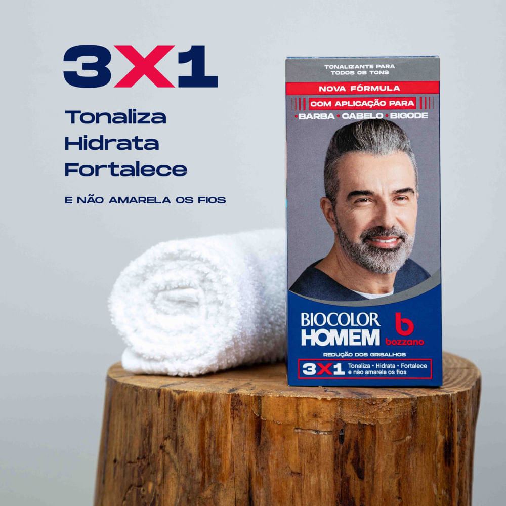 Tonalizante de Cabelo Masculino Biocolor Homem Bozzano Redução dos Grisalhos