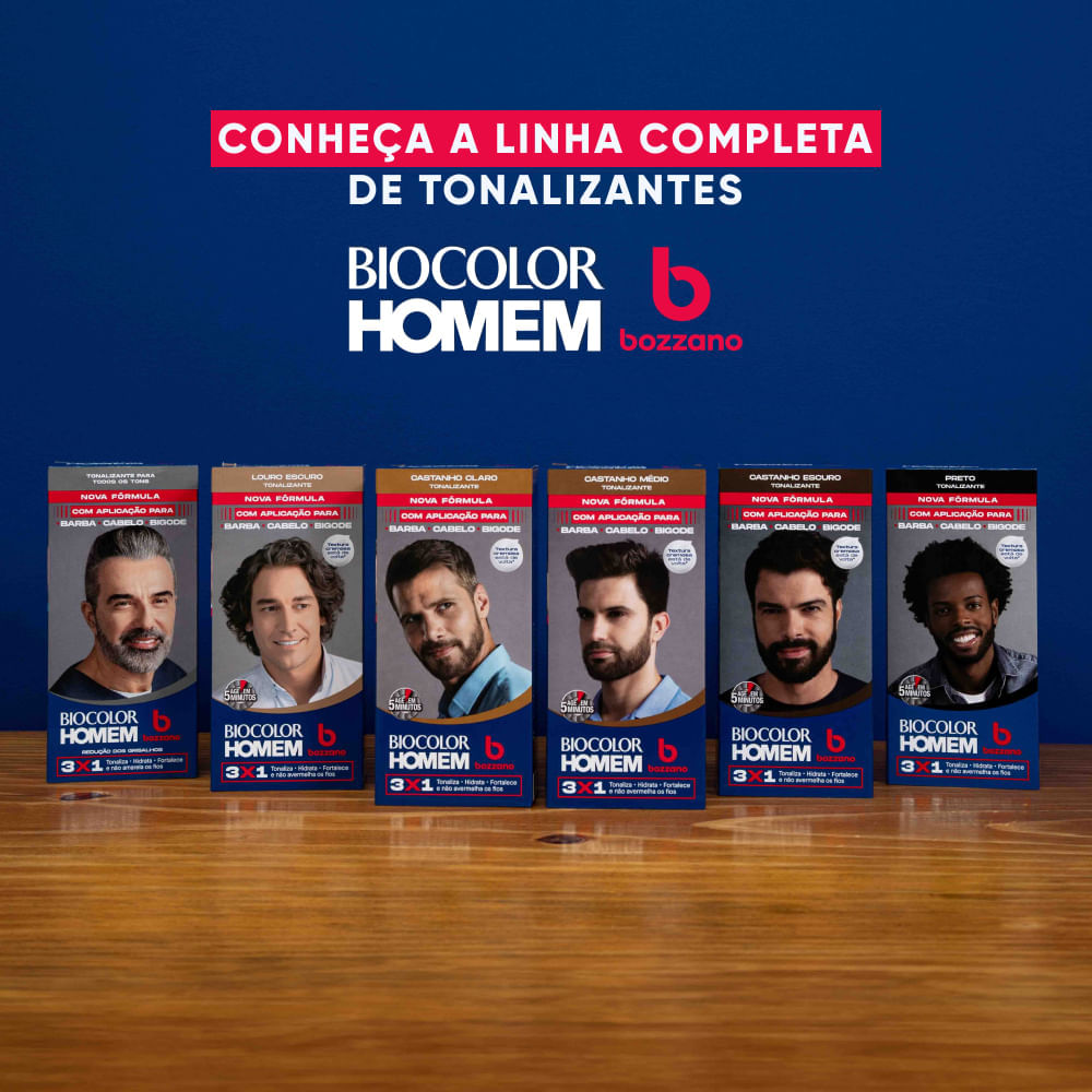 Tonalizante de Cabelo Masculino Biocolor Homem Bozzano Redução dos Grisalhos