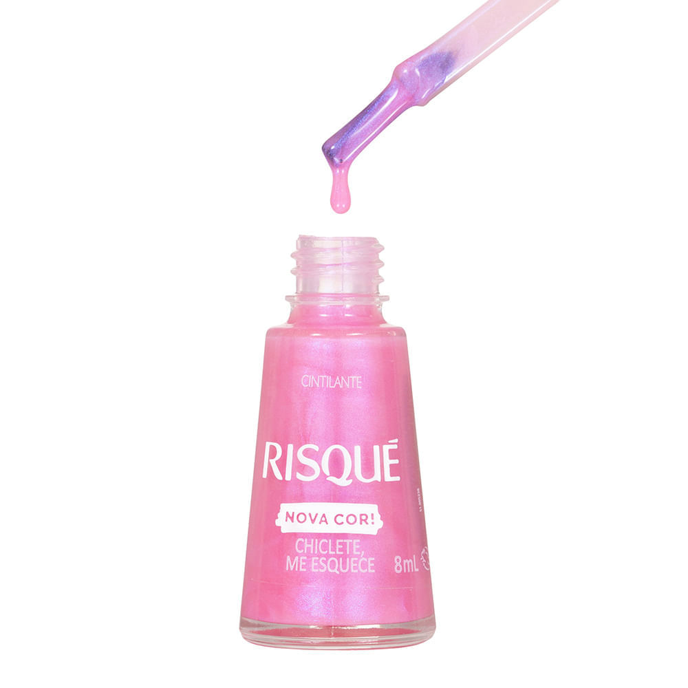 Esmalte Rosa Risqué Chiclete, Me Esquece Cintilante 8ml