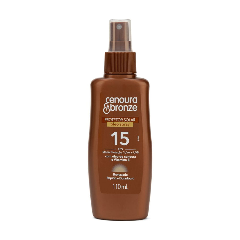 Óleo Protetor Solar Spray FPS 15 Cenoura e Bronze 110ml