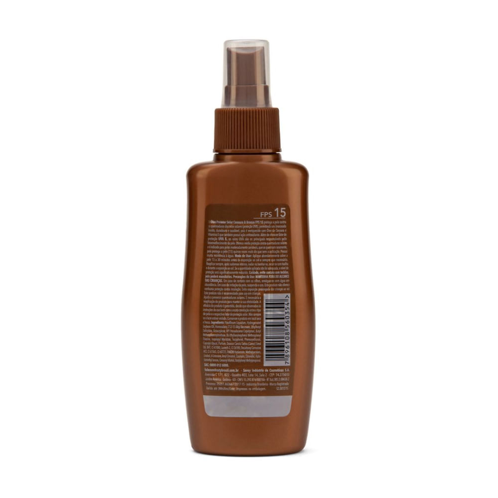 Óleo Protetor Solar Spray FPS 15 Cenoura e Bronze 110ml