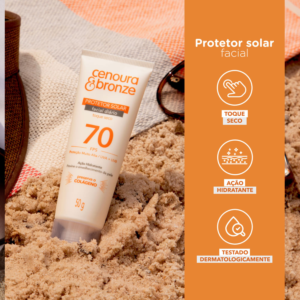 Protetor Solar Facial Cenoura e Bronze FPS70 50g