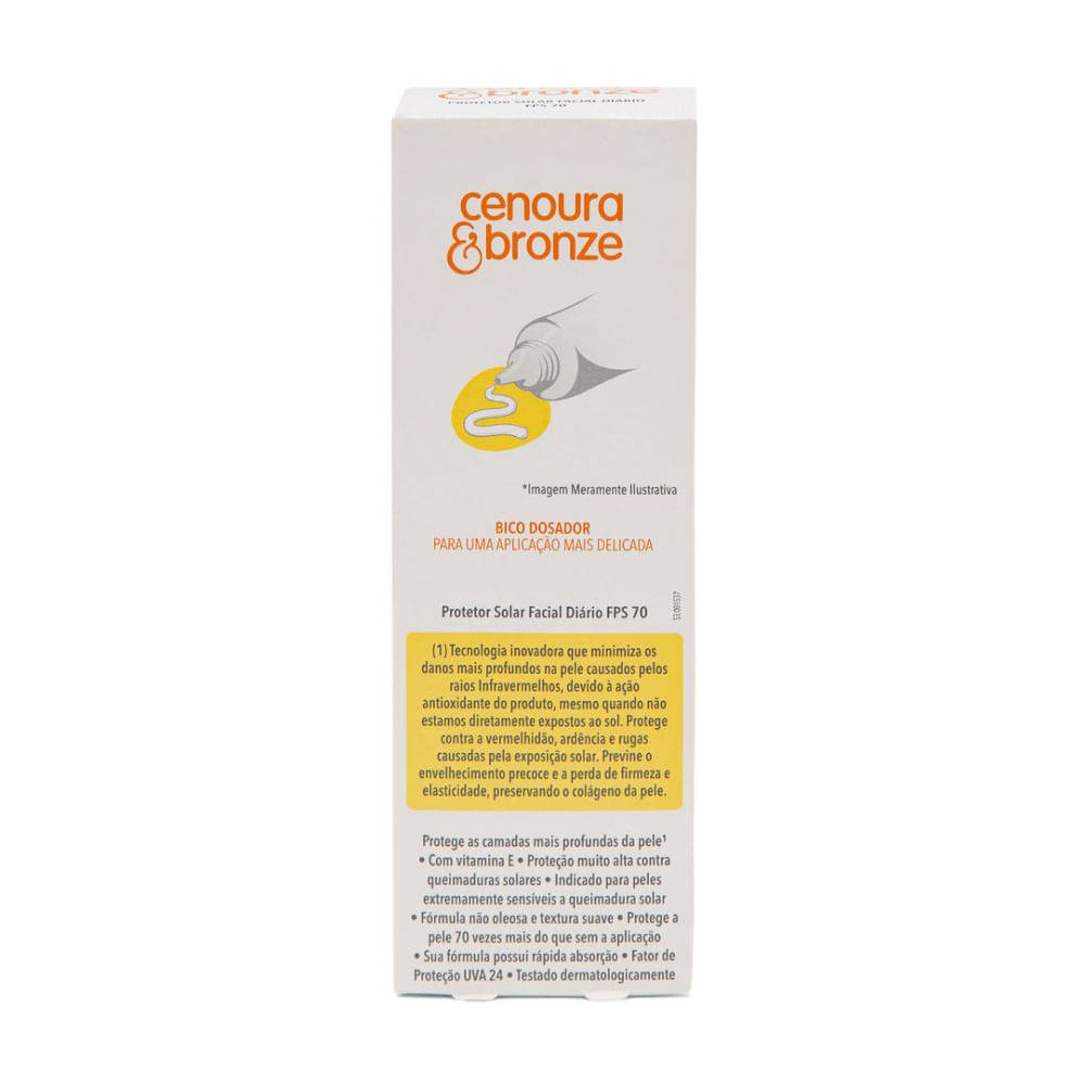 Protetor Solar Facial Cenoura e Bronze FPS70 50g