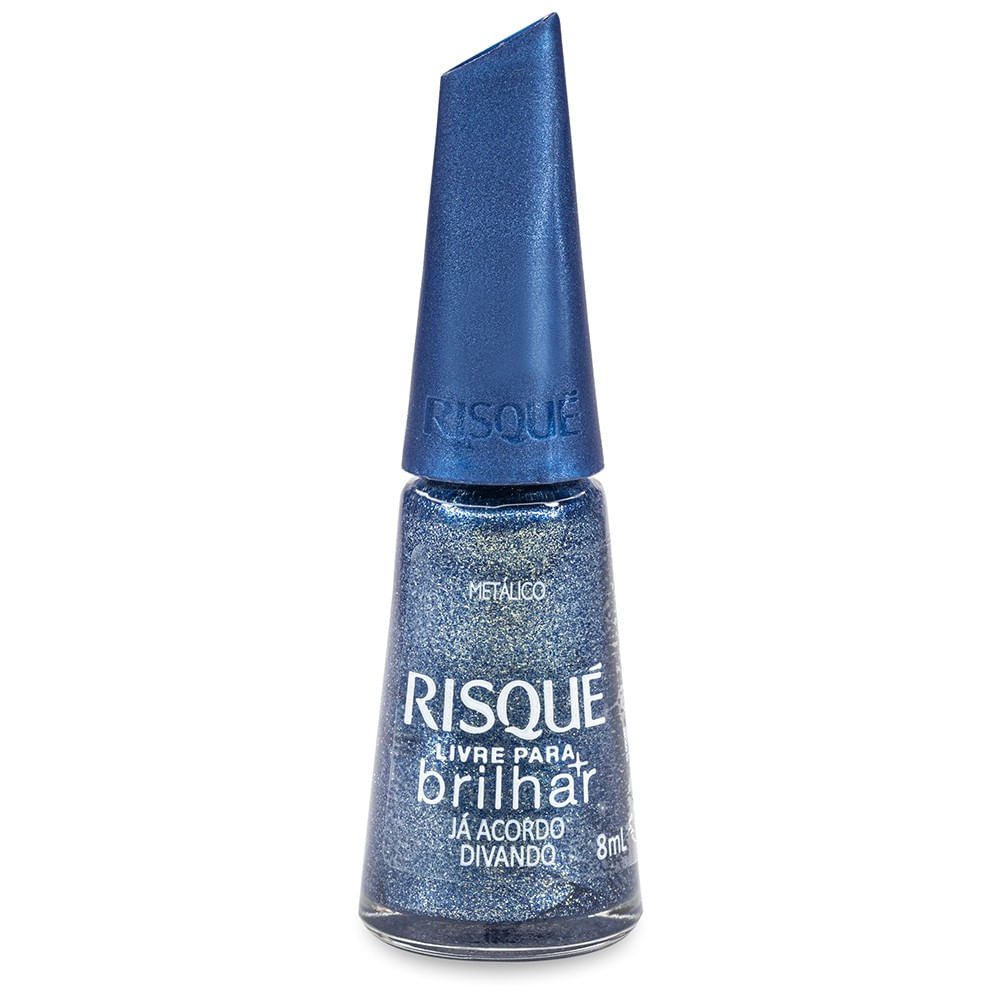 Esmalte Risqué Livre para Brilhar Azul Metálico Já Acordo Divando 8ml