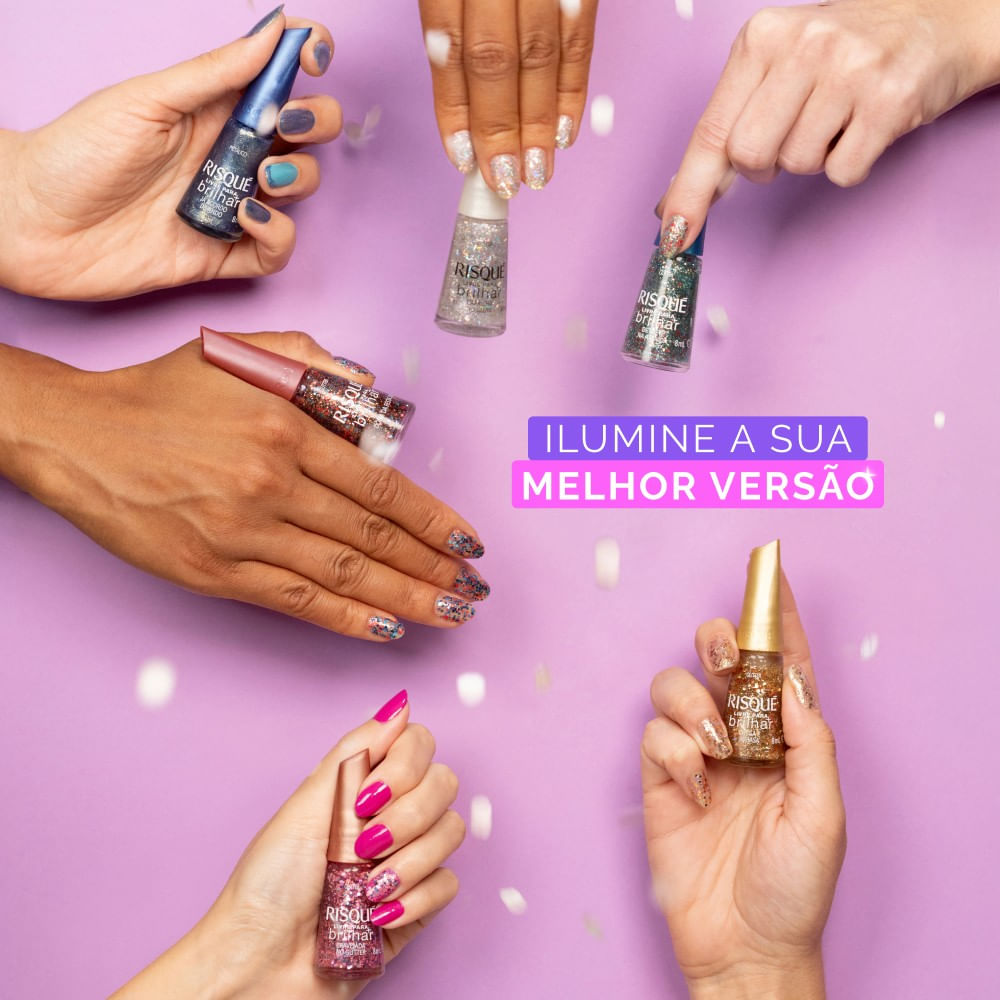 Esmalte Risqué Livre para Brilhar Azul Metálico Já Acordo Divando 8ml