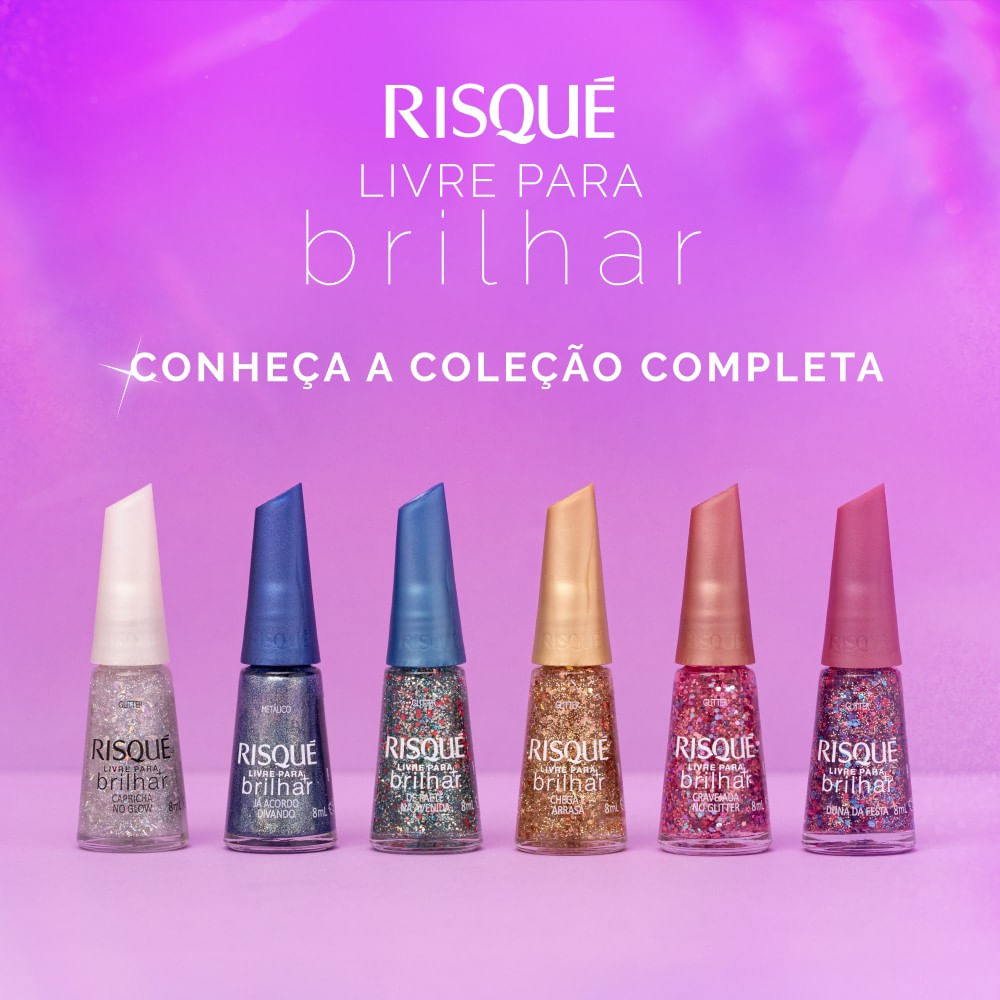Esmalte Risqué Livre para Brilhar Azul Metálico Já Acordo Divando 8ml