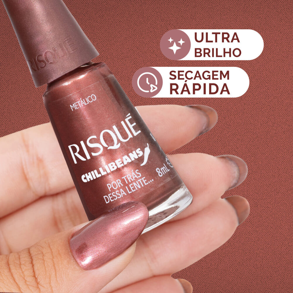 Esmalte Bronze Risqué & Chilli Beans Por Trás Dessa Lente Metálico 8ml