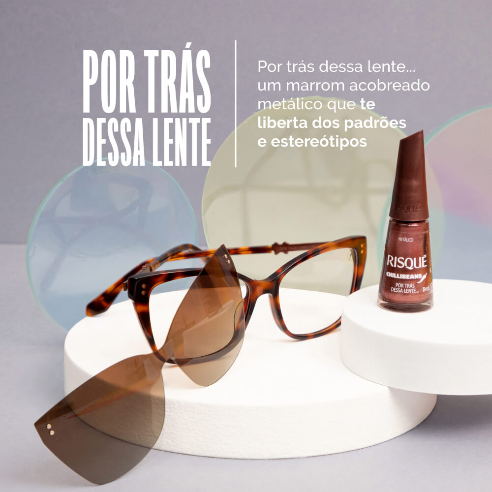 Esmalte Bronze Risqué & Chilli Beans Por Trás Dessa Lente Metálico 8ml