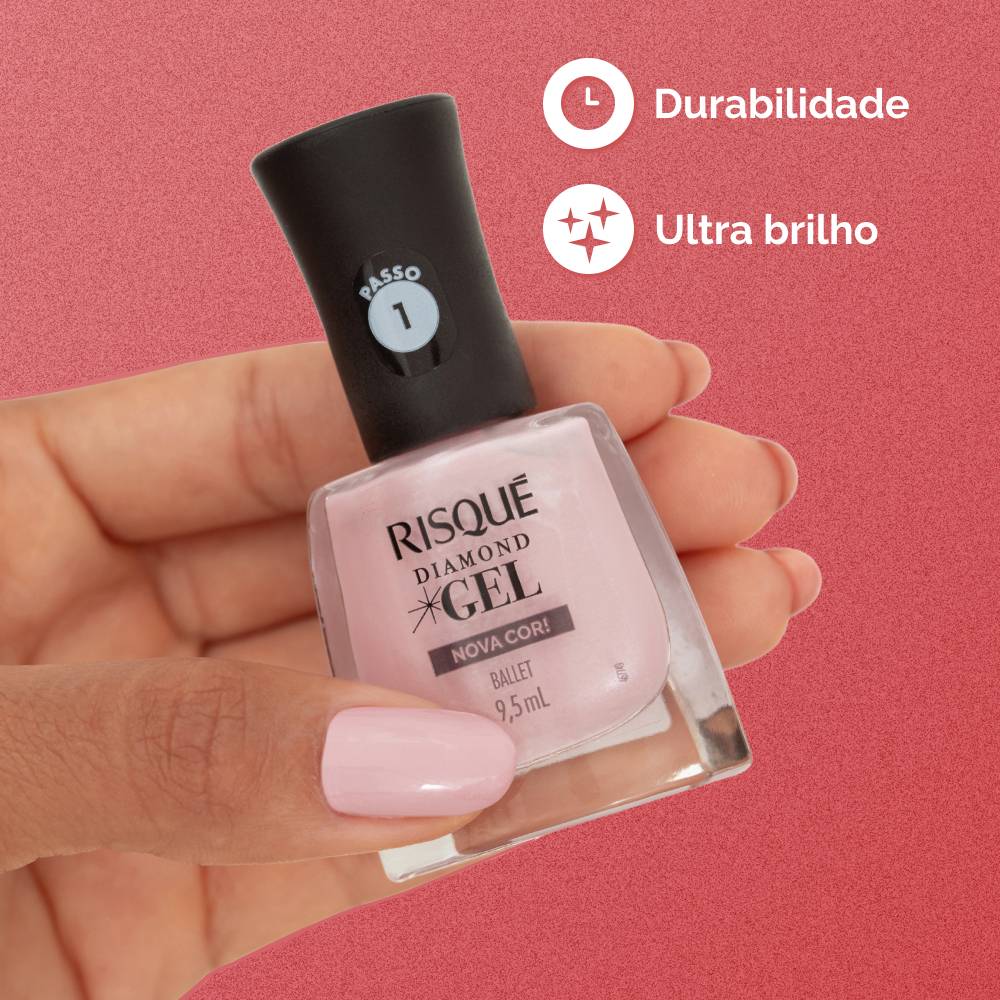 Esmalte Rosa Risqué Diamond Gel Ballet Metálico 9,5 ml