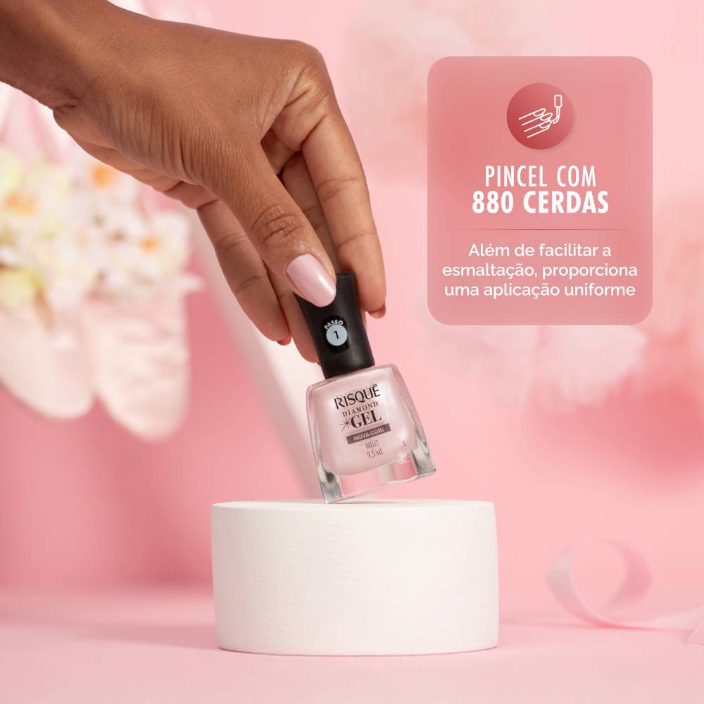 Esmalte Rosa Risqué Diamond Gel Ballet Metálico 9,5 ml